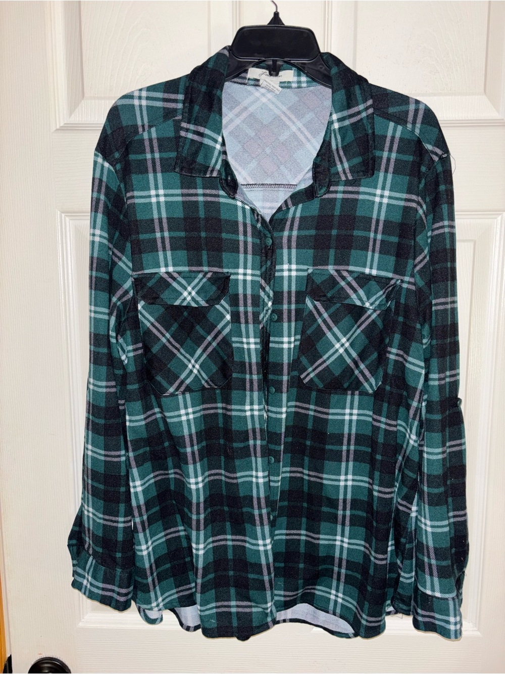 Green Plaid Button-Down Shirt - Relaxed Fit Women’s Top